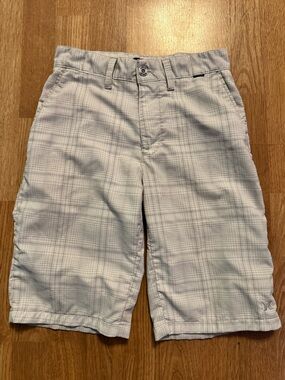 Hurley Light Gray Plaid Flat Front Shorts